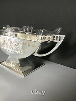 German WMF Art Deco Silver plated centerpiece with original glass insert