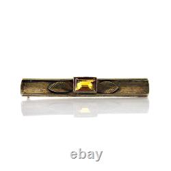 Germany Um 1935, Antique Type Déc Brooch, Silver 935 & Gold Plated, With Citrine