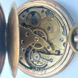 Gold Plated Watch Pocket Geneva Geneve Antique Yellow Swiss Solid Rare Vintage