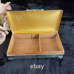 Good Aristocrat Silver Plated Cigarette Box Wood Lined 332g 6x3x2 England 1950s