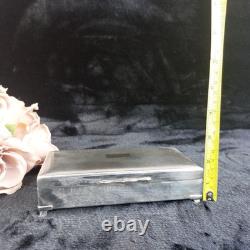 Good Aristocrat Silver Plated Cigarette Box Wood Lined 332g 6x3x2 England 1950s