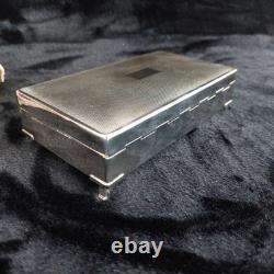 Good Aristocrat Silver Plated Cigarette Box Wood Lined 332g 6x3x2 England 1950s