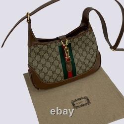 Gucci GG Monogram Logo Leather Trim Jackie 1961 Small Shoulder Bag 636706