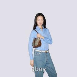 Gucci GG Monogram Logo Leather Trim Jackie 1961 Small Shoulder Bag 636706