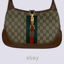 Gucci GG Monogram Logo Leather Trim Jackie 1961 Small Shoulder Bag 636706