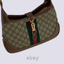 Gucci GG Monogram Logo Leather Trim Jackie 1961 Small Shoulder Bag 636706