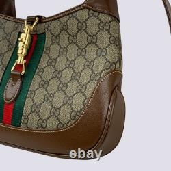 Gucci GG Monogram Logo Leather Trim Jackie 1961 Small Shoulder Bag 636706