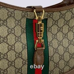Gucci GG Monogram Logo Leather Trim Jackie 1961 Small Shoulder Bag 636706