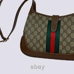 Gucci GG Monogram Logo Leather Trim Jackie 1961 Small Shoulder Bag 636706