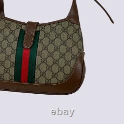 Gucci GG Monogram Logo Leather Trim Jackie 1961 Small Shoulder Bag 636706