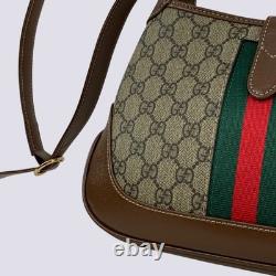 Gucci GG Monogram Logo Leather Trim Jackie 1961 Small Shoulder Bag 636706