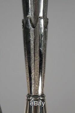 HETTIER & VINCENT 1930 french art deco chandelier in nickel plated bronze