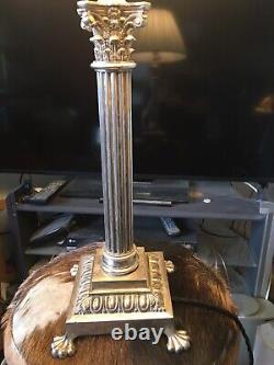 HUGE PRICE CUT Silver plated Edwardian Table Lamp with silk shade