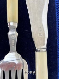 Hallmarked Antique Silver Serving Set, Glasgow 1919, 260g, Original Fitted Case