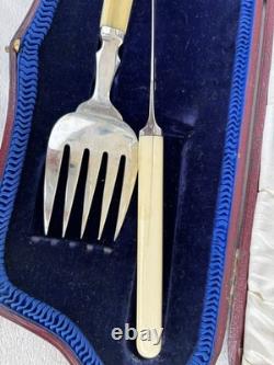 Hallmarked Antique Silver Serving Set, Glasgow 1919, 260g, Original Fitted Case