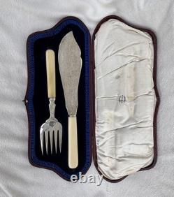 Hallmarked Antique Silver Serving Set, Glasgow 1919, 260g, Original Fitted Case