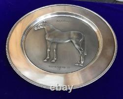 Hallmarked Sterling Silver Dahlia Race Horse Plate John Skeaping London 458g