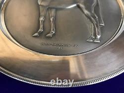 Hallmarked Sterling Silver Dahlia Race Horse Plate John Skeaping London 458g