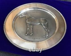 Hallmarked Sterling Silver Dahlia Race Horse Plate John Skeaping London 458g