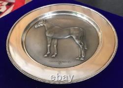 Hallmarked Sterling Silver Dahlia Race Horse Plate John Skeaping London 458g