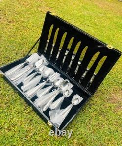 Handmade Premium Sterling Silver Luxury Cutlery Set for 8 Persons 44pcs with Box