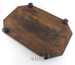 Handsome Antique English Oak Tray With Silver Plate. Cocktail Drinks Bar Tray