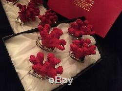 Hans Turnwald Red Coral Figure Napkin Rings In Original Boxes Silver Plated