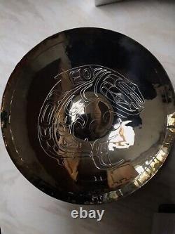 Harold Alfred Bowl hand made, Silver Plated beaten copper, Leaping salmon. Signed