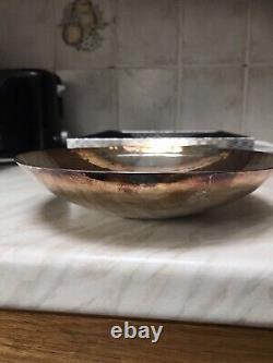 Harold Alfred Bowl hand made, Silver Plated beaten copper, Leaping salmon. Signed