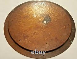 Heavy 2.840kg Islamic Art Handmade Engraved Real Silver Inlaid 45cm Copper Tray