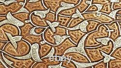 Heavy 2.840kg Islamic Art Handmade Engraved Real Silver Inlaid 45cm Copper Tray
