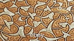 Heavy 2.840kg Islamic Art Handmade Engraved Real Silver Inlaid 45cm Copper Tray
