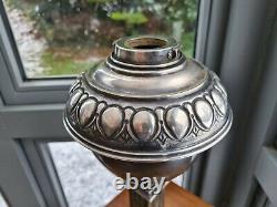 Heavy Original victorian Hinks and Co Silver plated brass oil lamp font and base