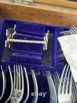Henry Hobson & Sons Antique Silver Cutlery Set In Original Box