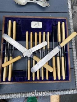 Henry Hobson & Sons Antique Silver Cutlery Set In Original Box