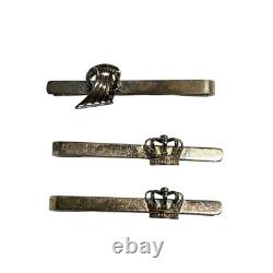Hermann Siersbol 925S Sterling Silver Tie Bar Lot Viking Longship Crown Denmark