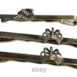 Hermann Siersbol 925S Sterling Silver Tie Bar Lot Viking Longship Crown Denmark