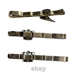 Hermann Siersbol 925S Sterling Silver Tie Bar Lot Viking Longship Crown Denmark