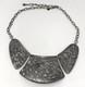 Hobé Brutalist Chest Plate Necklace Silvertone