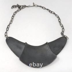 Hobé Brutalist Chest Plate Necklace Silvertone