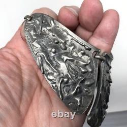 Hobé Brutalist Chest Plate Necklace Silvertone