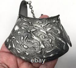 Hobé Brutalist Chest Plate Necklace Silvertone