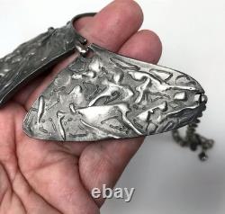 Hobé Brutalist Chest Plate Necklace Silvertone
