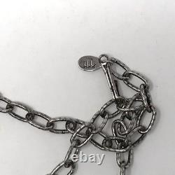 Hobé Brutalist Chest Plate Necklace Silvertone