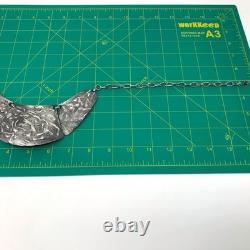 Hobé Brutalist Chest Plate Necklace Silvertone