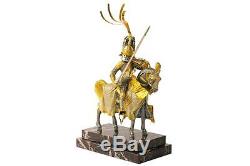 Horse Warrior Sterling Silver & Gold Plated Marble Sculpture Figurine M. Italy