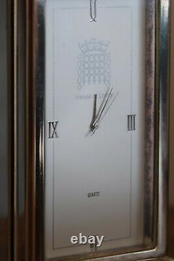 House Of Lords Carriage Clock Polished Silver Plate White & Grey Vintage Classic