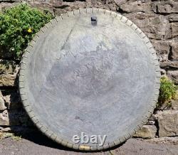 Huge 38 Antique Persian Ghalamzani Silvered Copper Tray Wall Hanging Signed