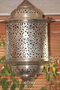 Huge Stunning Silver Plated Large Middle Eastern Moorish Lantern Lamp