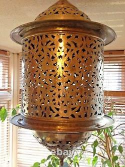 Huge Stunning Silver Plated Large Middle Eastern Moorish Lantern Lamp